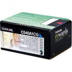 Lexmark C540A1 Cyan Toner Original Cartridge C540A1CG (1000 Pages) for Lexmark C540n, C543n, C544dn, C544dtn, C544dw, X543dn mfp, X544dn mfp, X544dw mfp, X544dte mfp, X546dtn, X548dte